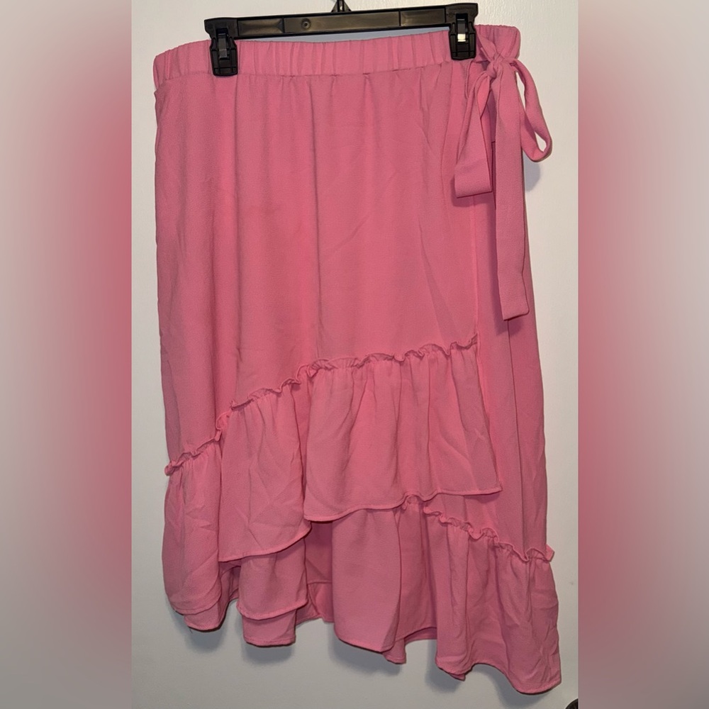 Lane Bryant Asymmetrical Pink Ruffle Skirt